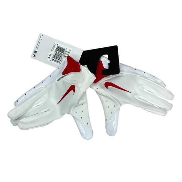 NWT Nike Vapor Jet 7.0 White Red Football Gloves Youth Size Small - Picture 4 of 6